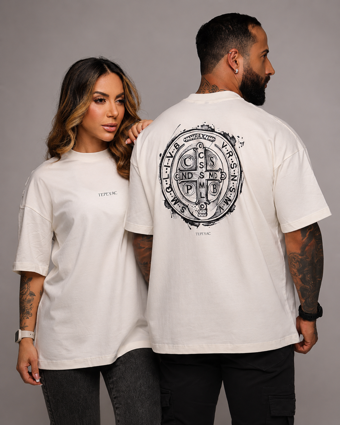 Camiseta oversized "São Bento" - off-white