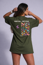 Camiseta oversized "God´s plan" - verde