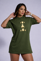 Camiseta oversized "Fitness bear" - verde