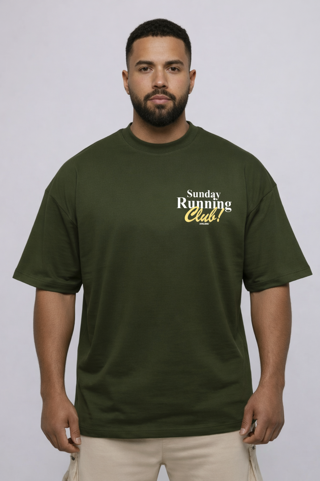 Camiseta oversized "Sunday Running Club" - verde