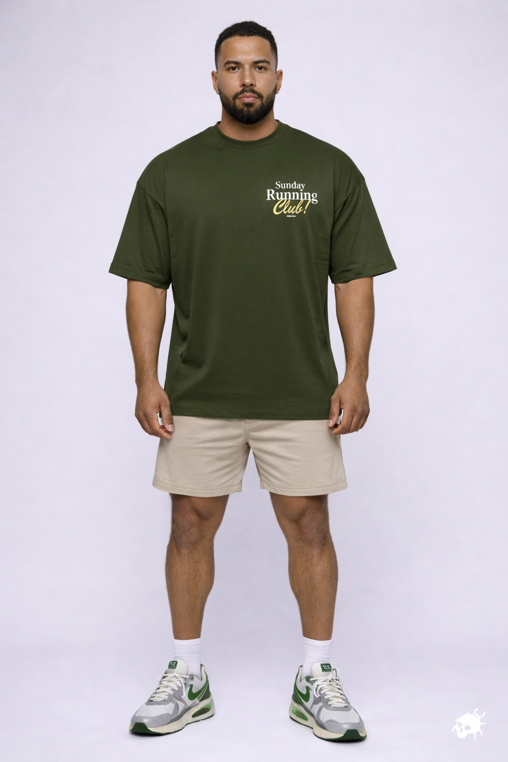 Camiseta oversized "Sunday Running Club" - verde