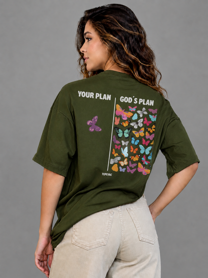 Camiseta oversized "God´s plan" - verde