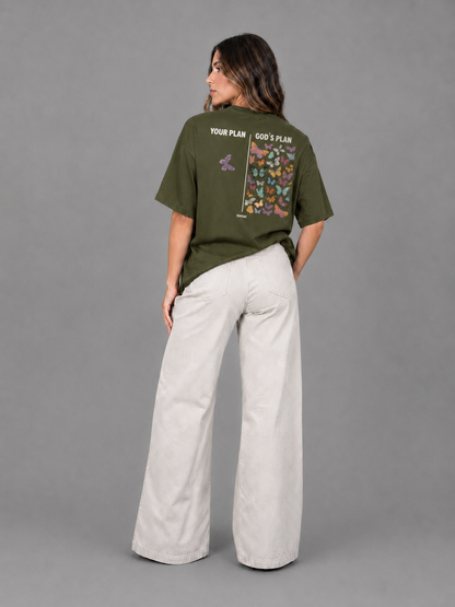 Camiseta oversized "God´s plan" - verde