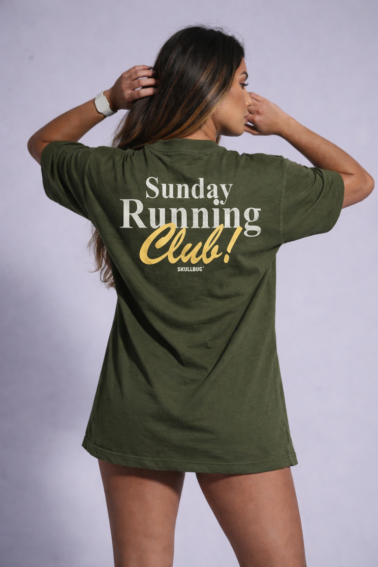Camiseta oversized "Sunday Running Club" - verde