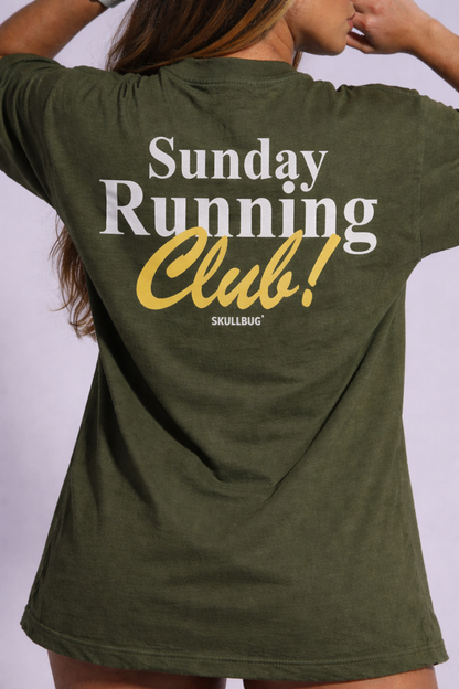 Camiseta oversized "Sunday Running Club" - verde