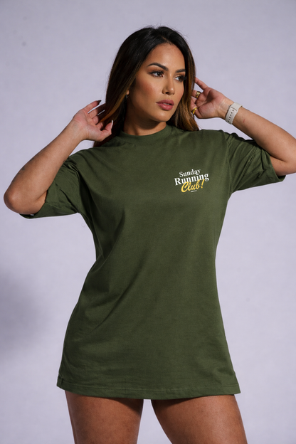 Camiseta oversized "Sunday Running Club" - verde