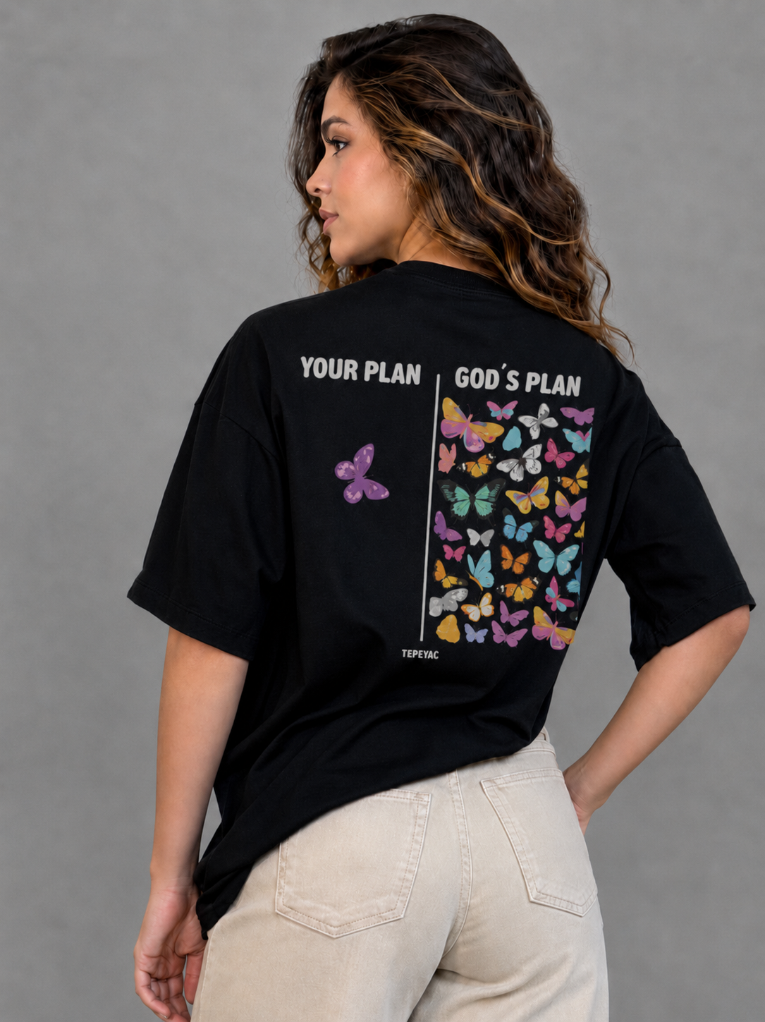 Camiseta oversized "God´s plan" - preta