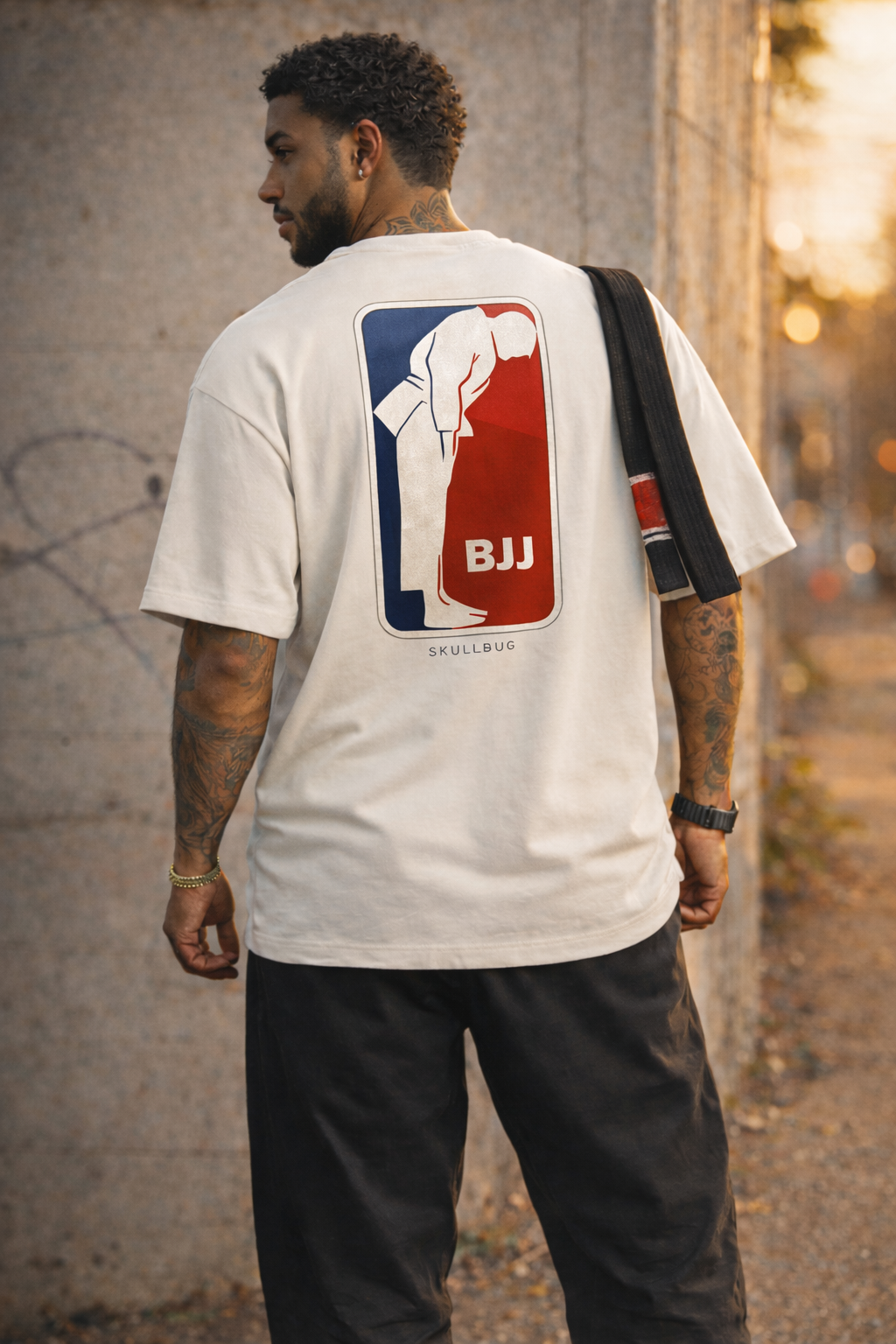 Camiseta oversized "BJJ" - off-white