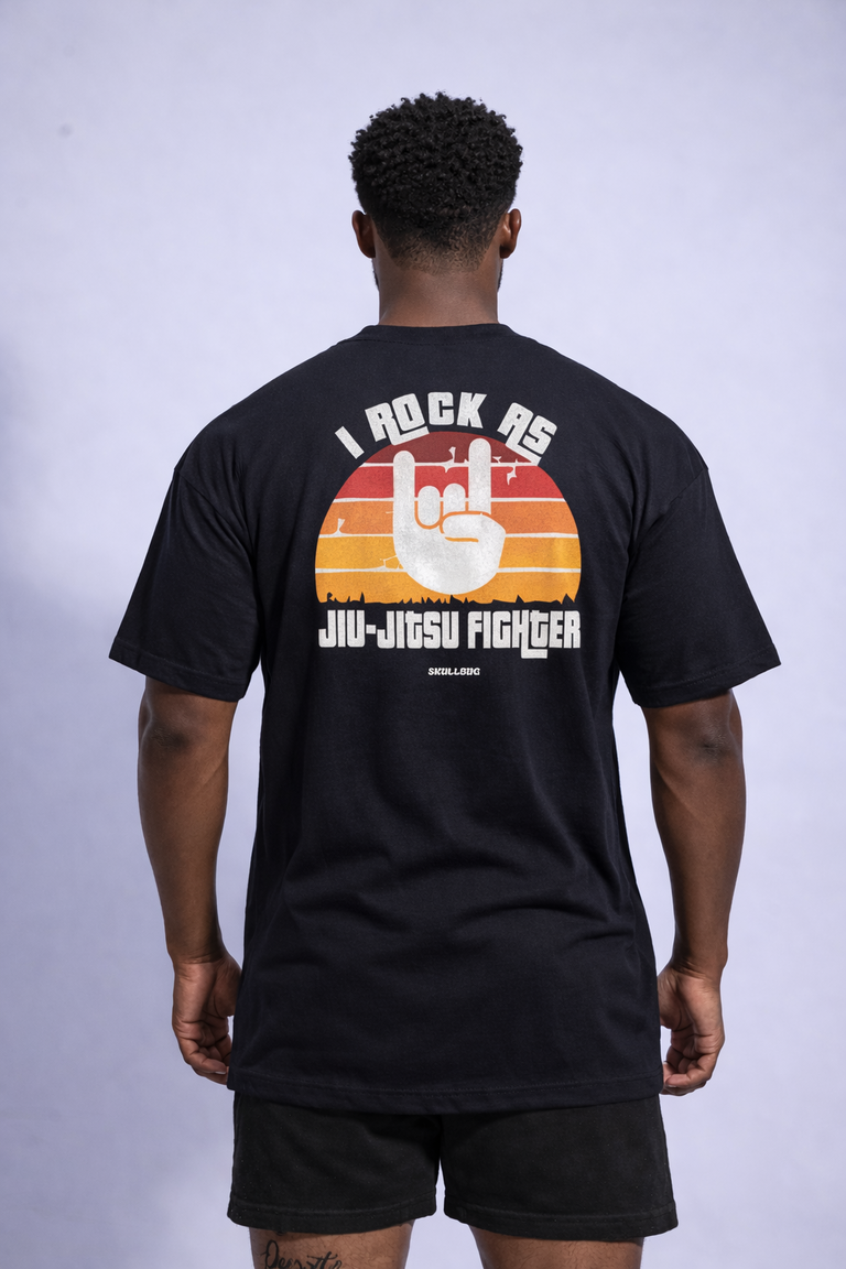 Camiseta oversized "Jiu-jitsu fighter" - preta