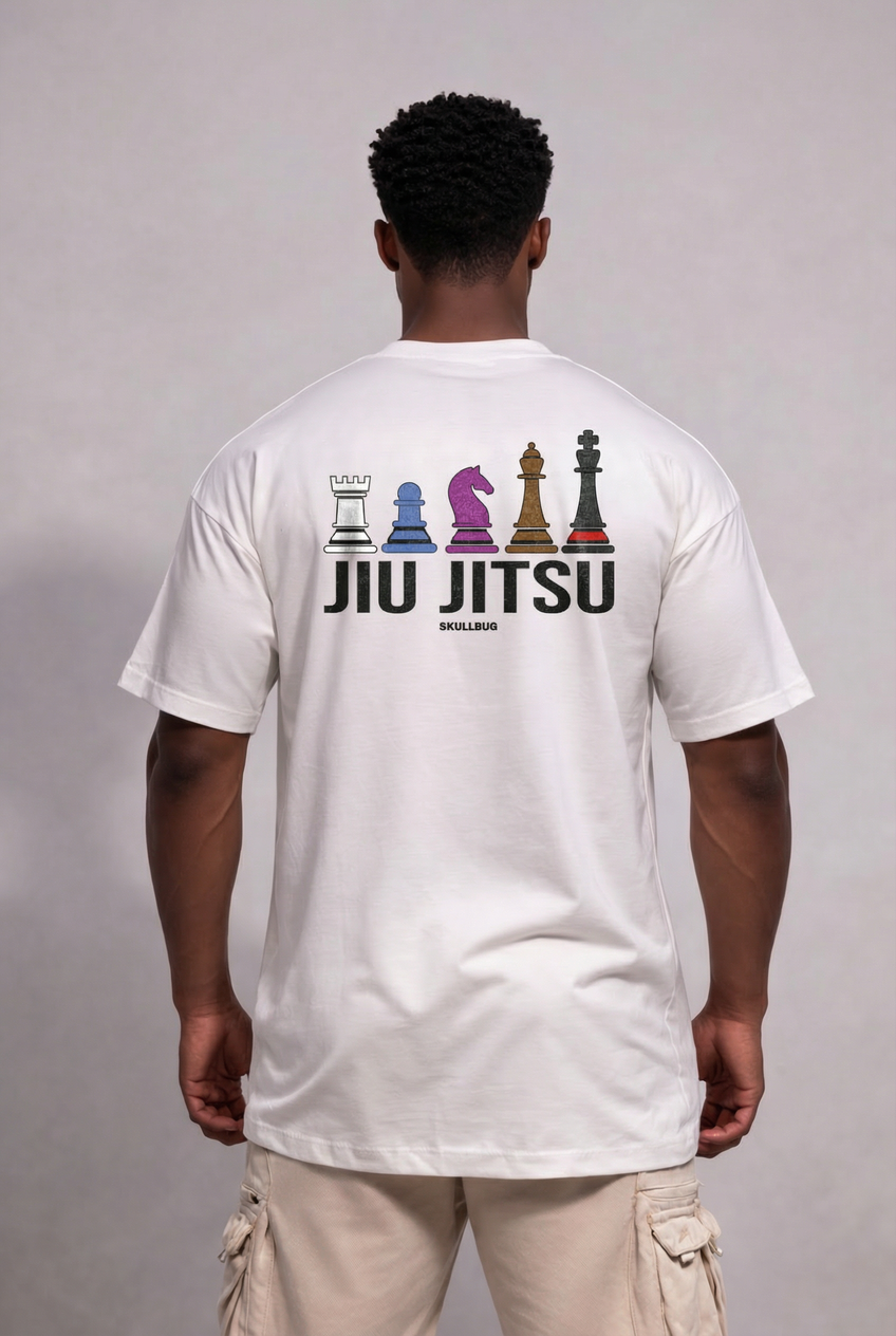 Camiseta oversized "Xadrez jiiu-jitsu" - off-white