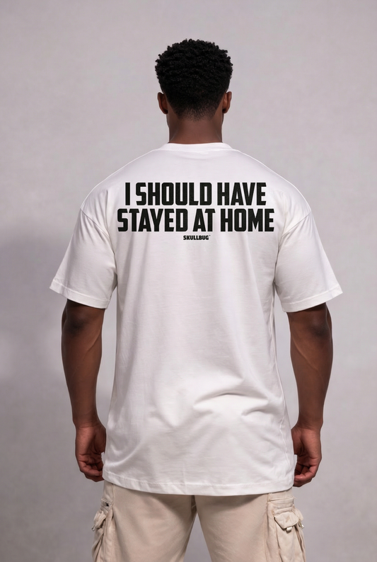 Camiseta oversized "Stay at home" - off-white