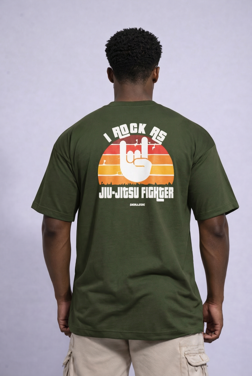 Camiseta oversized "Jiu-jitsu fighter" - verde