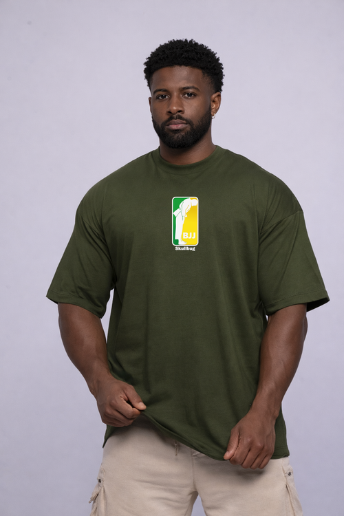 Camiseta oversized "BJJ Brasil" - verde