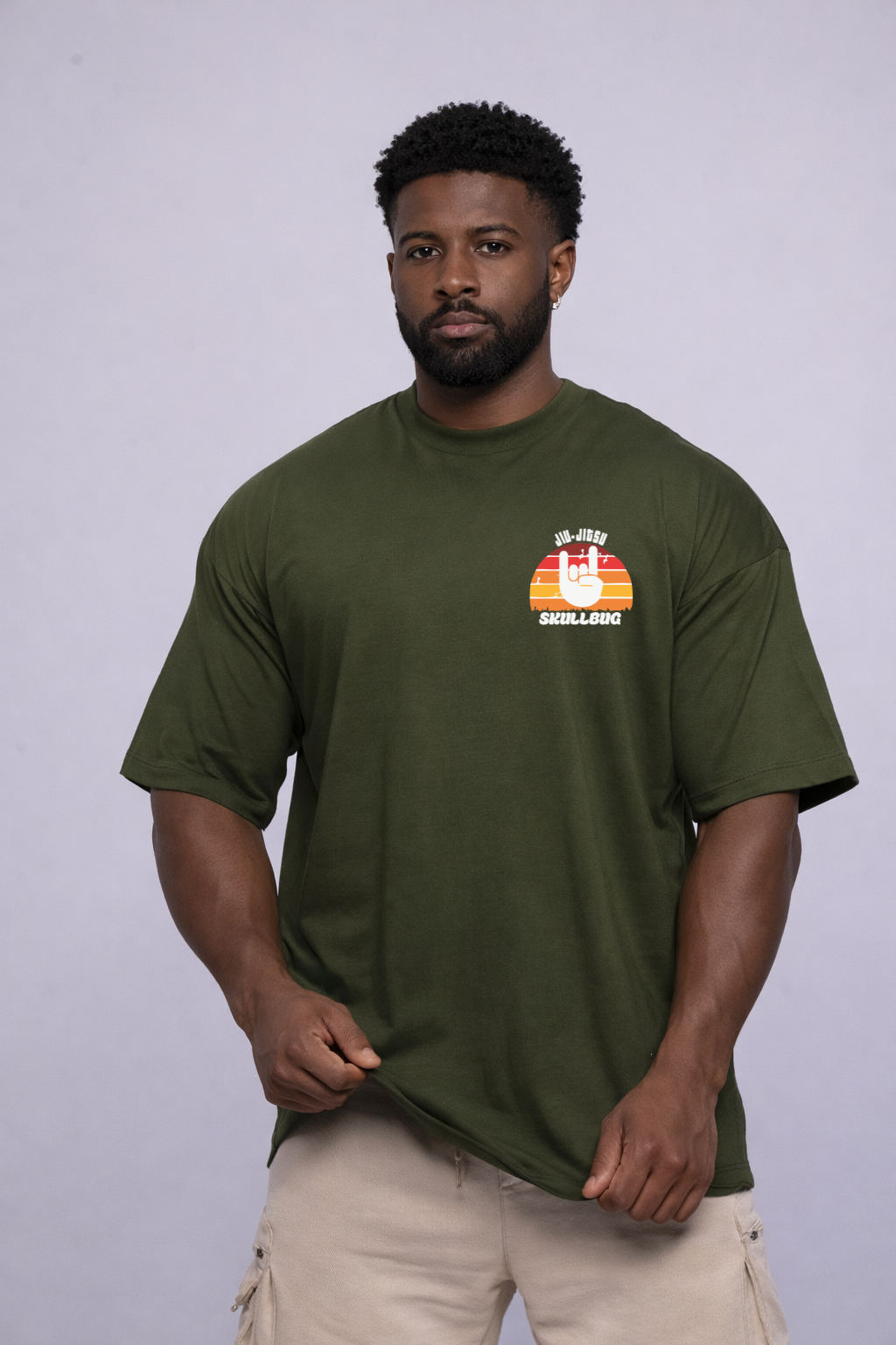 Camiseta oversized "Jiu-jitsu fighter" - verde