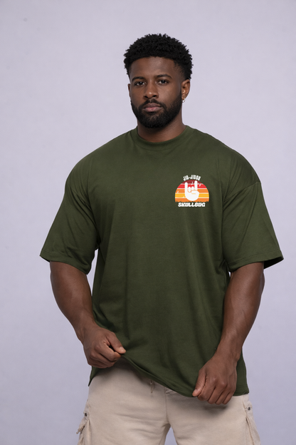 Camiseta oversized "Jiu-jitsu fighter" - verde
