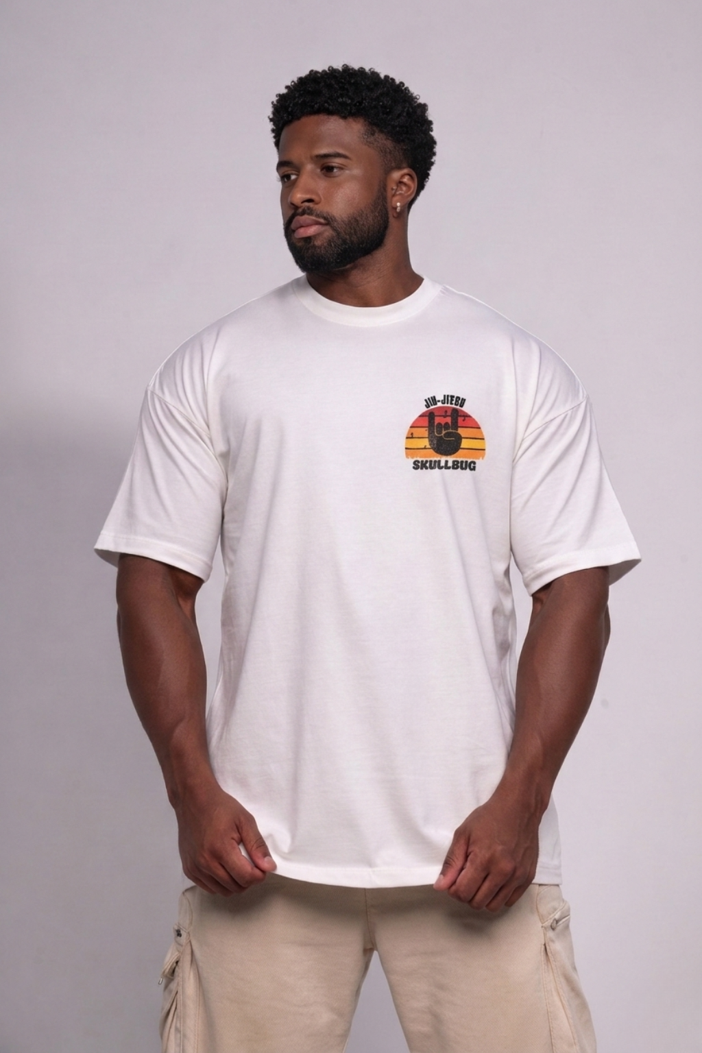 Camiseta oversized "Jiu-jitsu fighter" - off-white