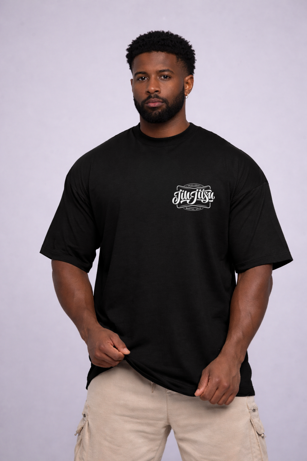 Camiseta oversized "Jiu-jitsu" - preta