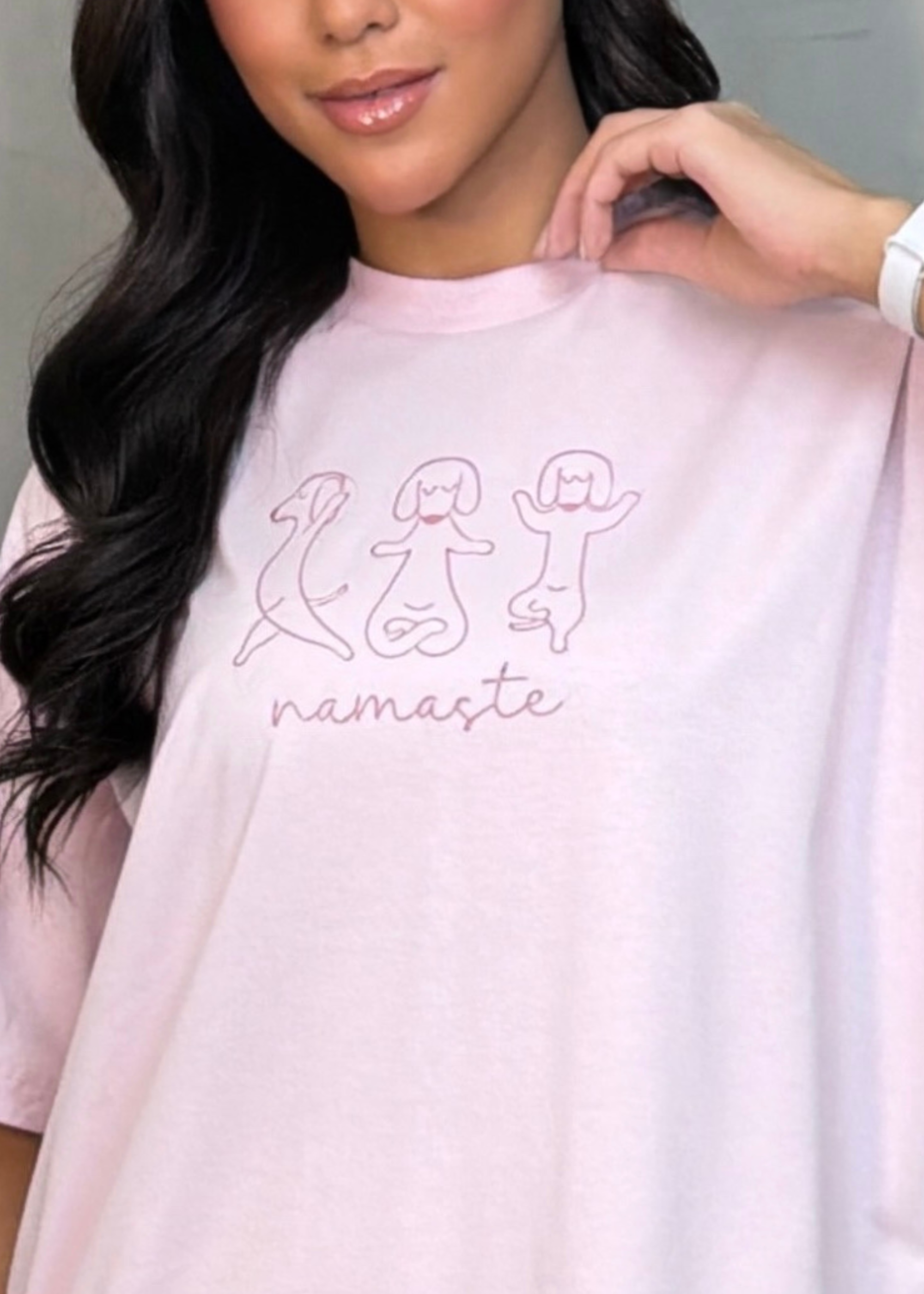 Camiseta oversized "Namaste" - rosa