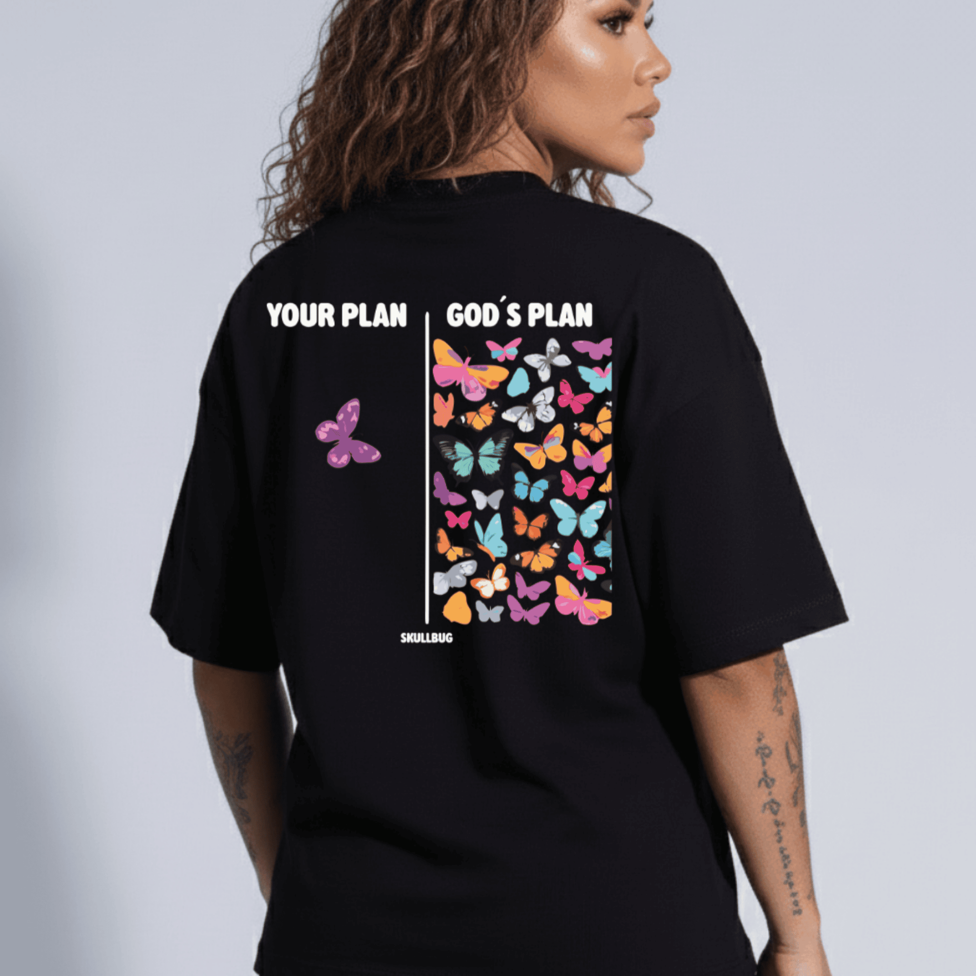 Camiseta oversized "God´s plan" - preta
