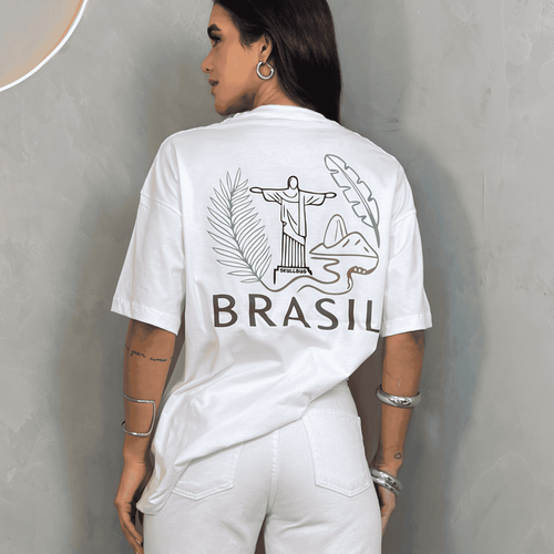 Camiseta oversized "Brasil" - off-white