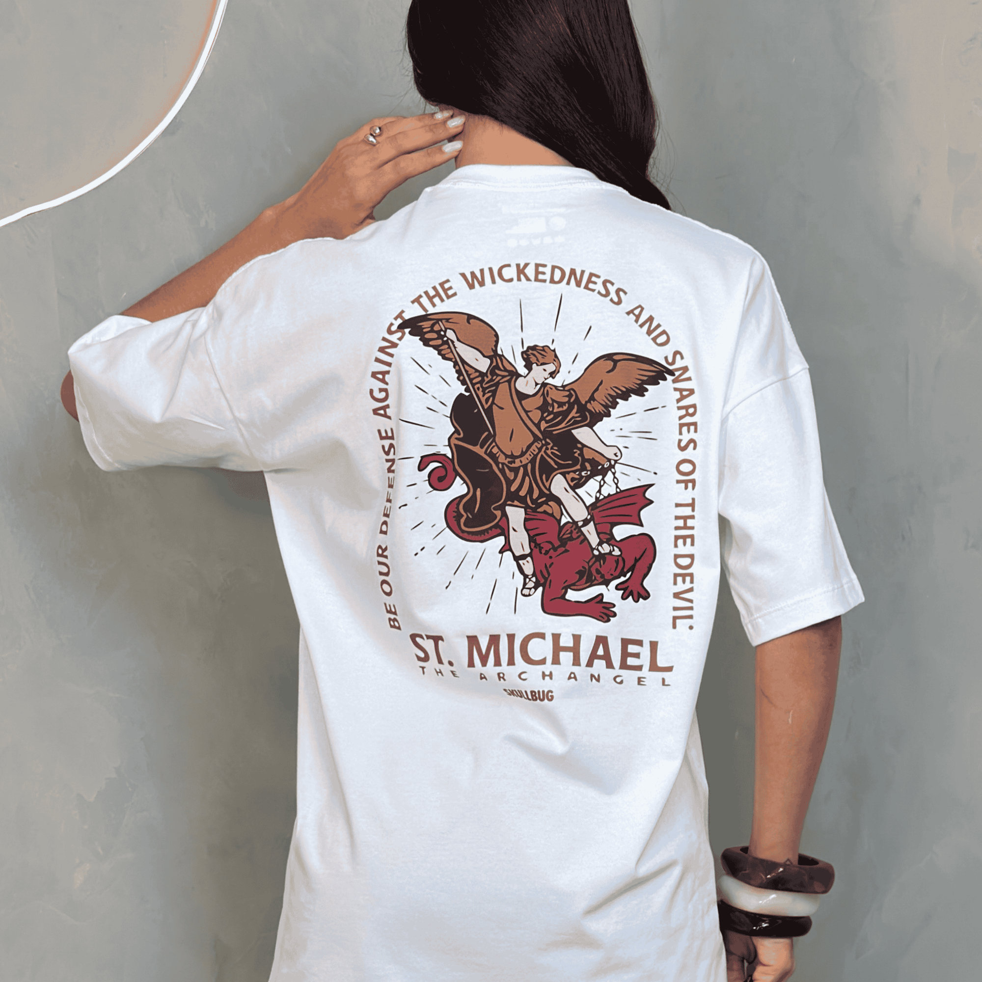 Camiseta oversized "St. MIchael" - off-white