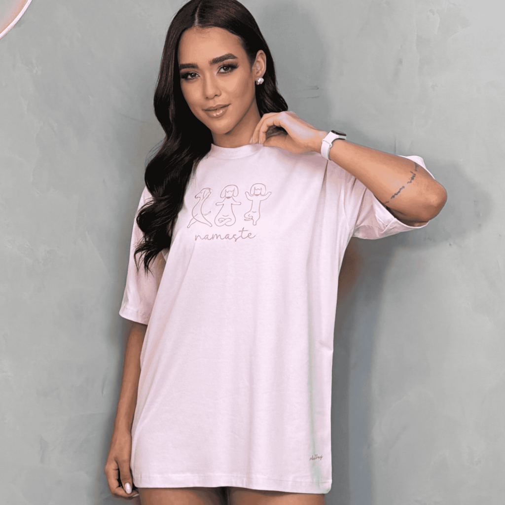Camiseta oversized "Namaste" - rosa