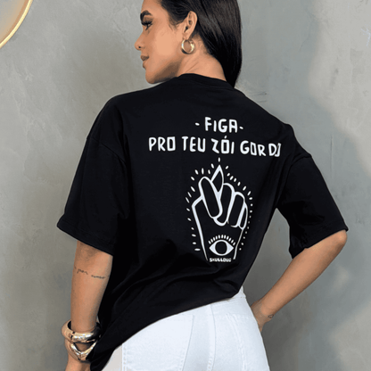 Camiseta oversized "Figa" - preta