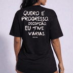 Camiseta oversized "Progresso" - preta