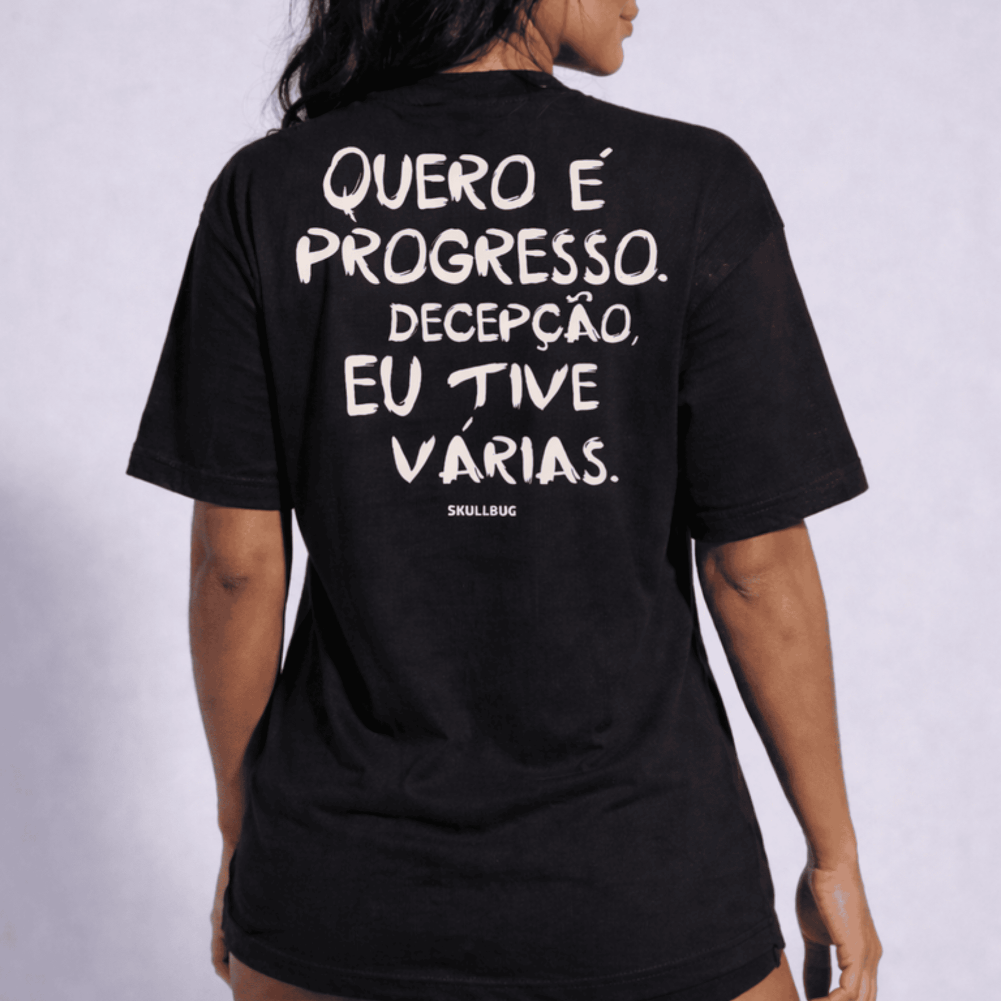 Camiseta oversized "Progresso" - preta