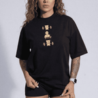 Camiseta oversized "Fitness bear" - preta
