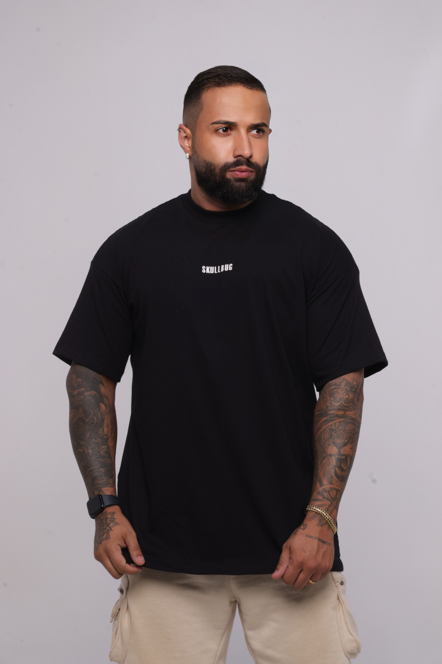Camiseta oversized logo básica - preta
