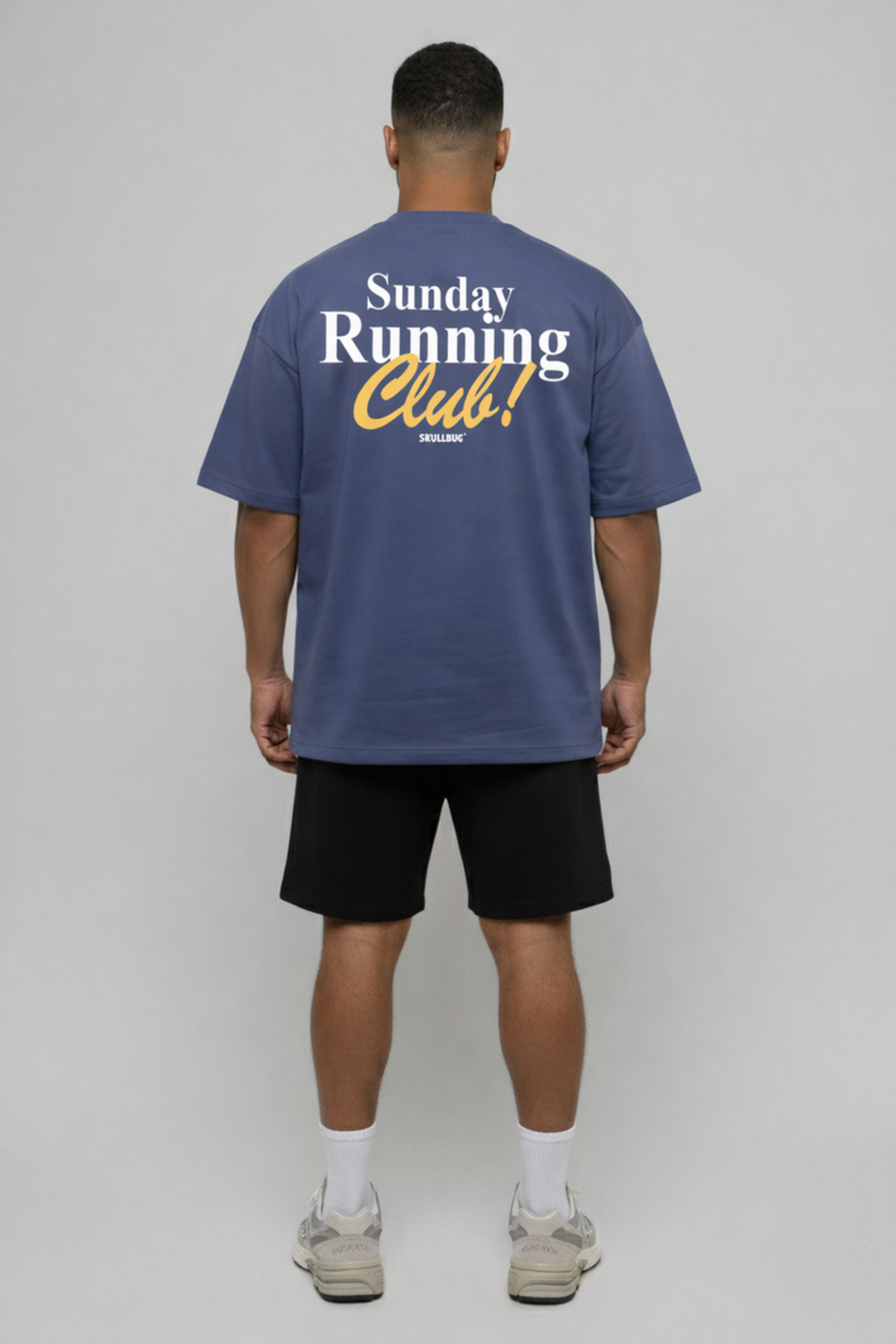 Camiseta oversized "Sunday Running Club" - azul estonado
