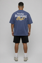 Camiseta oversized "Sunday Running Club" - azul estonado
