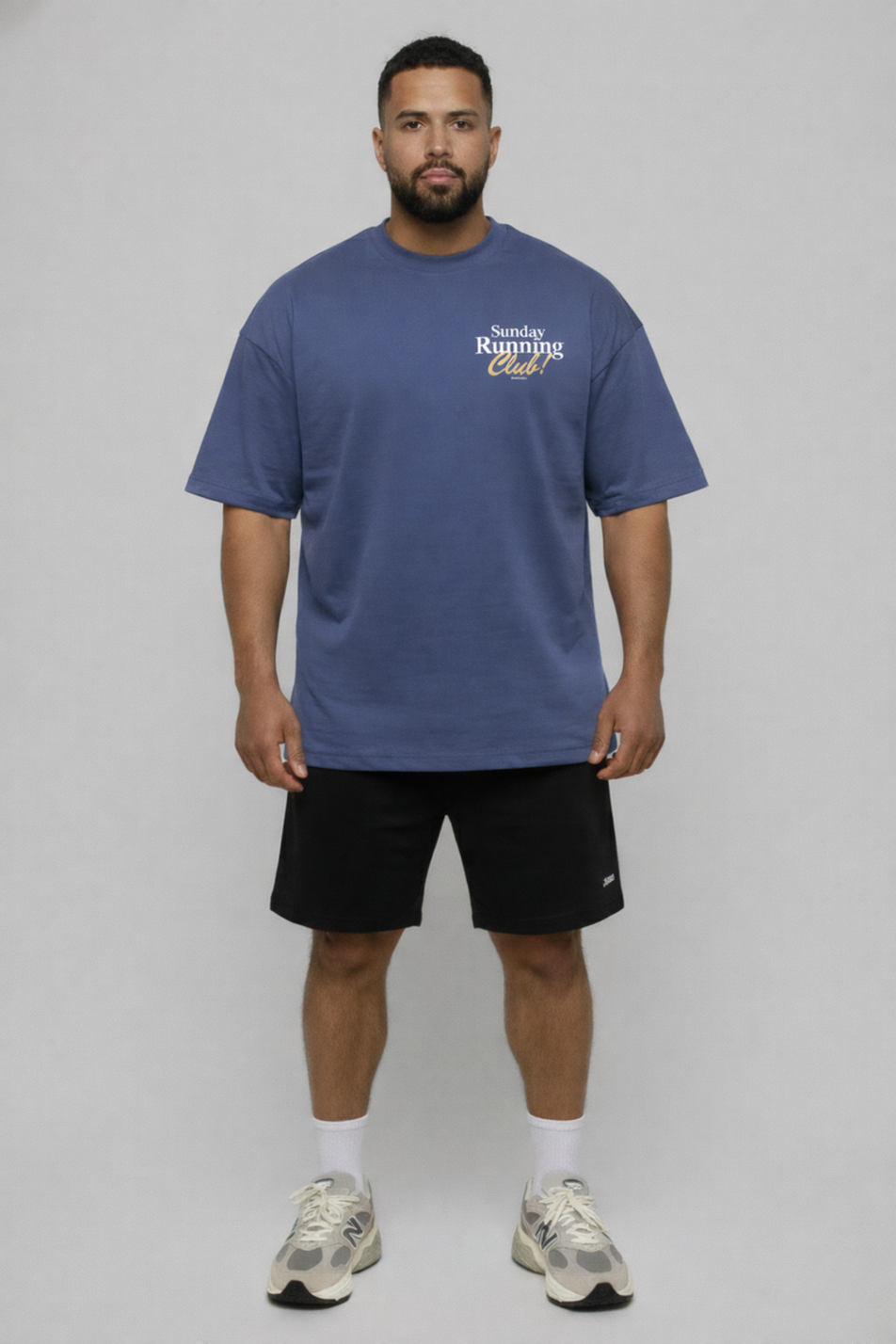 Camiseta oversized "Sunday Running Club" - azul estonado