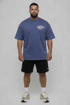 Camiseta oversized "Sunday Running Club" - azul estonado