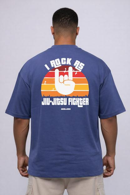Camiseta oversized "Jiu-jitsu fighter" - azul