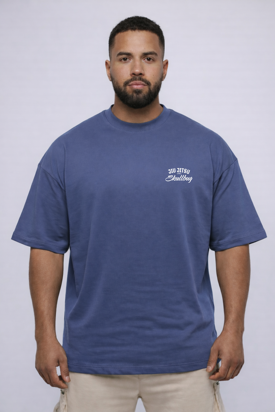 Camiseta oversized "Choke hazard" - azul