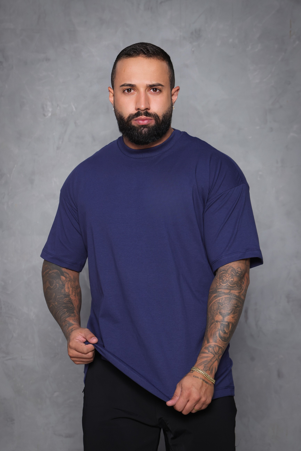 Camiseta oversized básica - azul marinho
