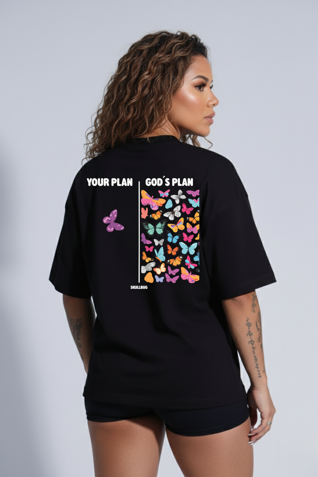 Camiseta oversized "God´s plan" - preta