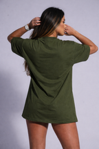 Camiseta oversized "Fitness bear" - verde