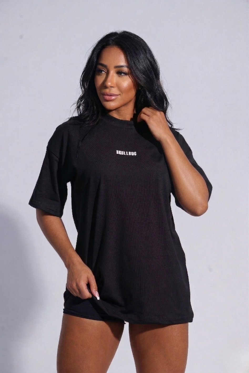 Camiseta oversized "Progresso" - preta