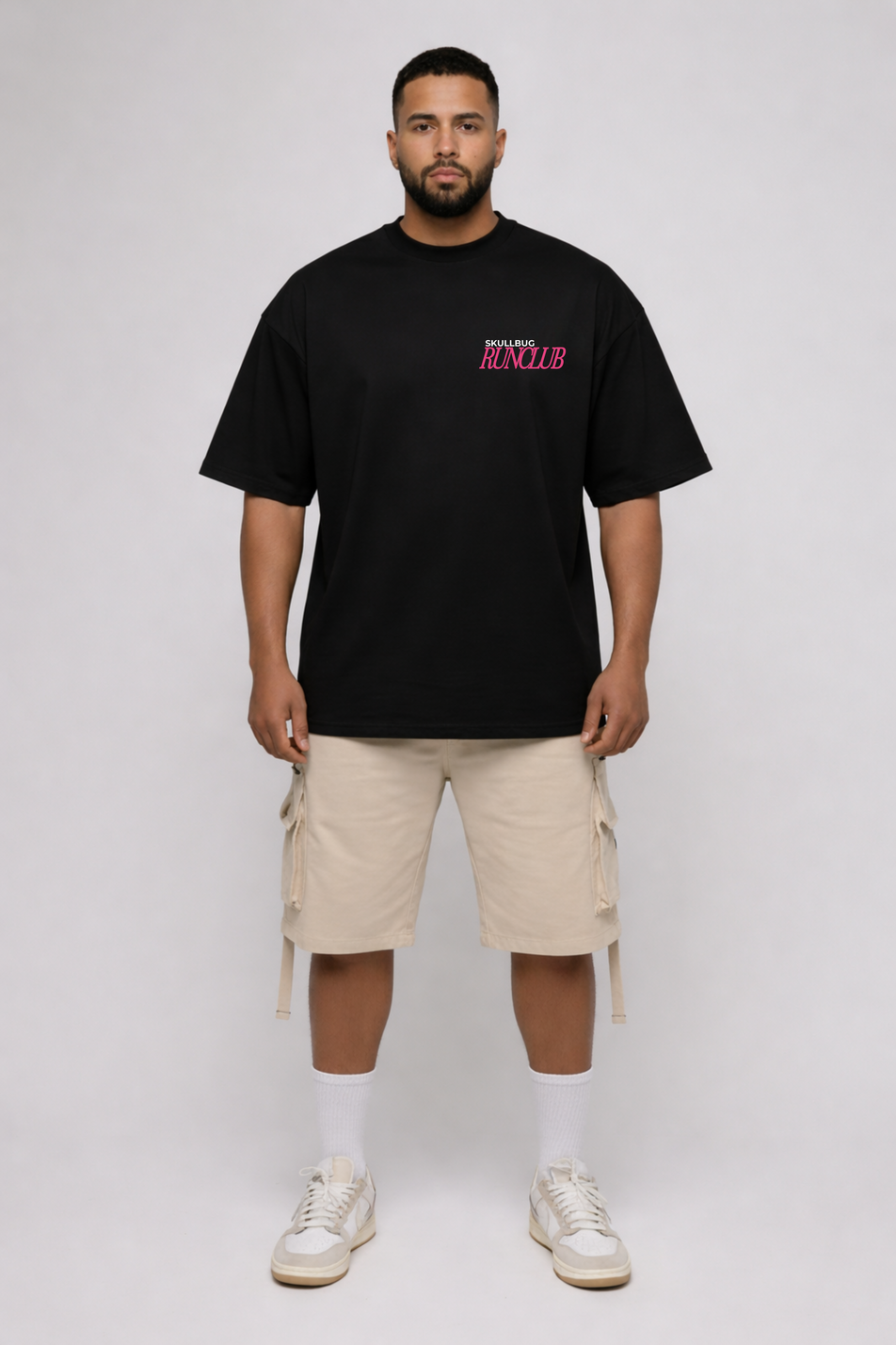 Camiseta oversized "Run club" - preta