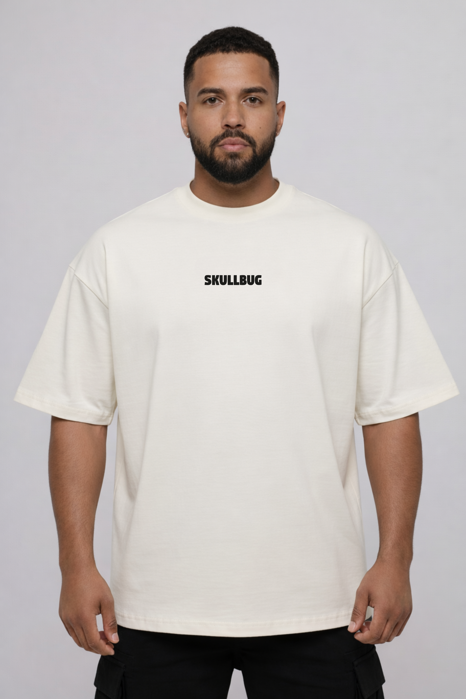 Camiseta oversized "Stay at home" - off-white