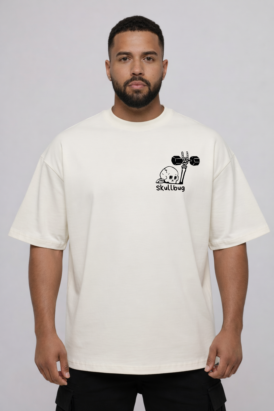 Camiseta oversized "Caveira" - off-white