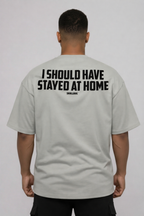 Camiseta oversized "Stay at home" - cinza