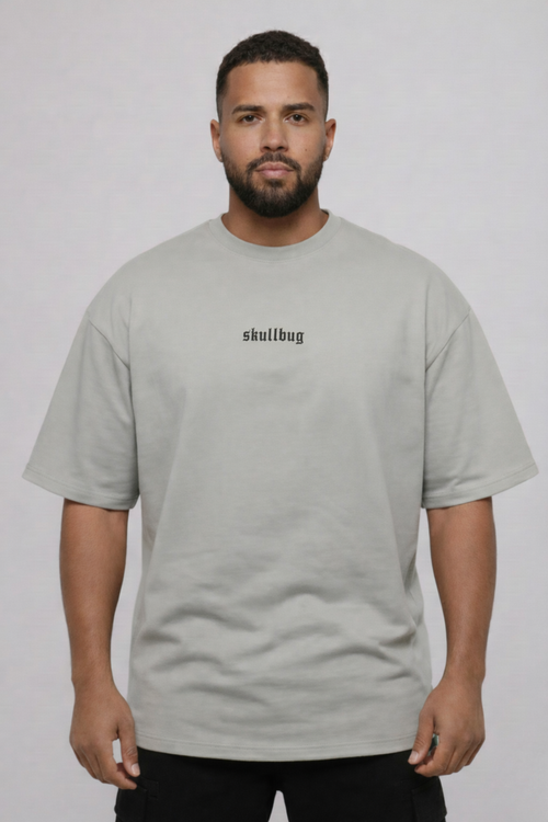 Camiseta oversized "Hard Work" - cinza