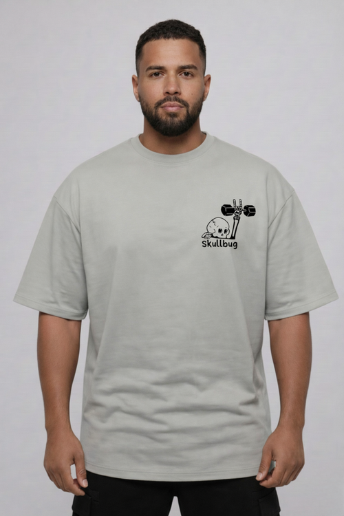 Camiseta oversized "Caveira" - cinza