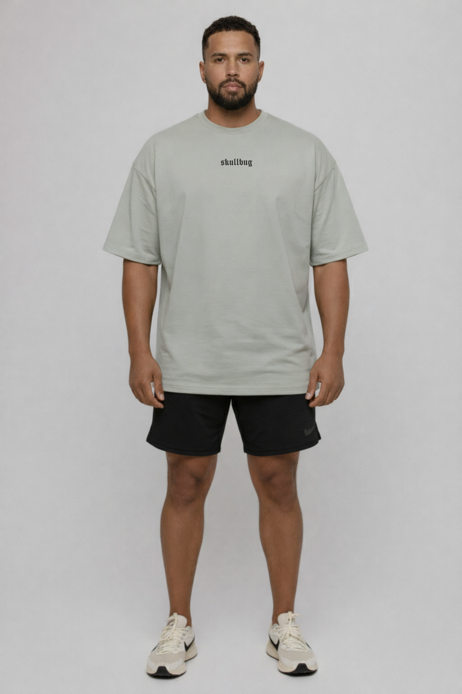 Camiseta oversized "Hard Work" - cinza