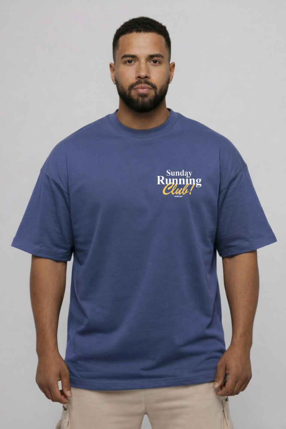 Camiseta oversized "Sunday Running Club" - azul estonado