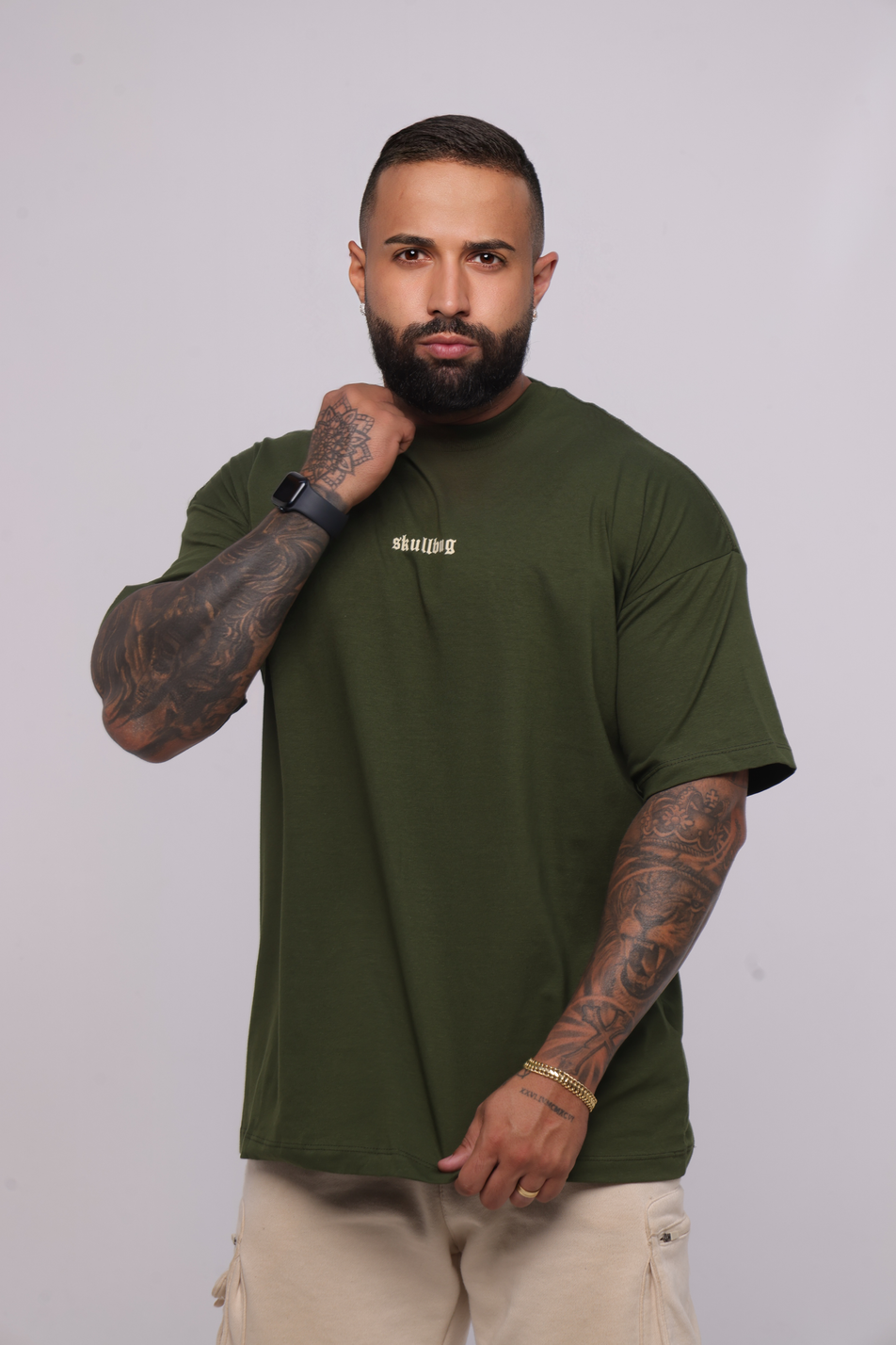 Camiseta oversized logo básica - verde